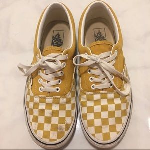 10 Men Vans Era Checkerboard Yolk Yellow